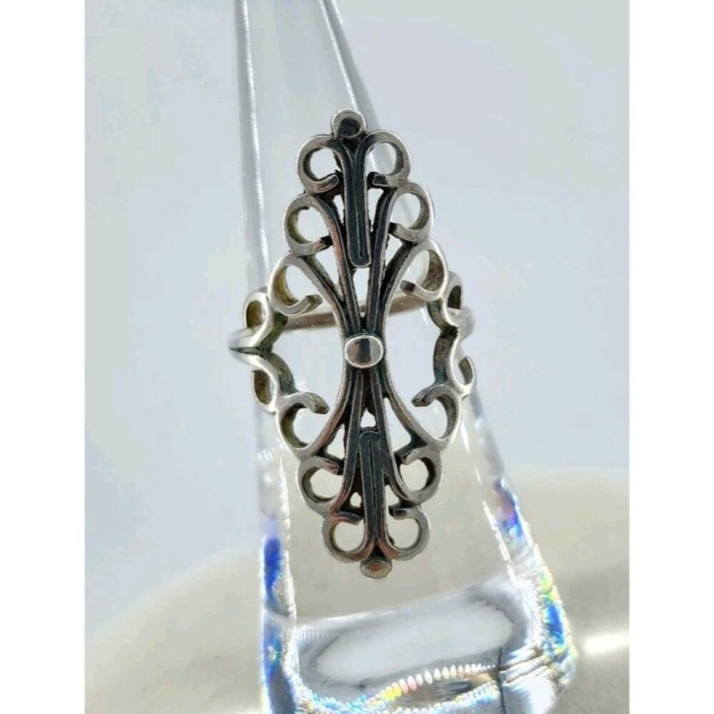Vintage Mexico LMV 925 Sterling Silver‎ Modernist Statement Ring Size 5.75